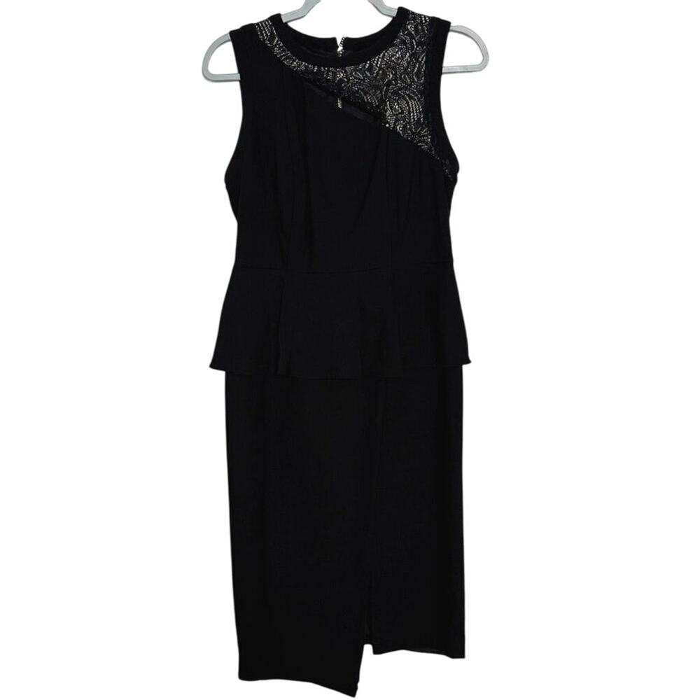 Thalia Sodi Black Peplum Lace Sheath Dress Sz 8 Career LBD - Picture 3 of 9